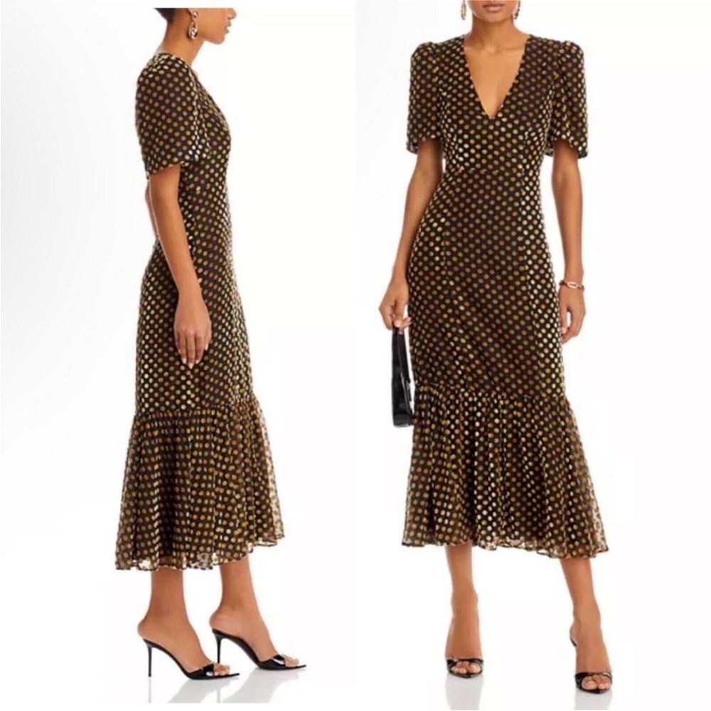 RHODE Black and Gold Midi Dress